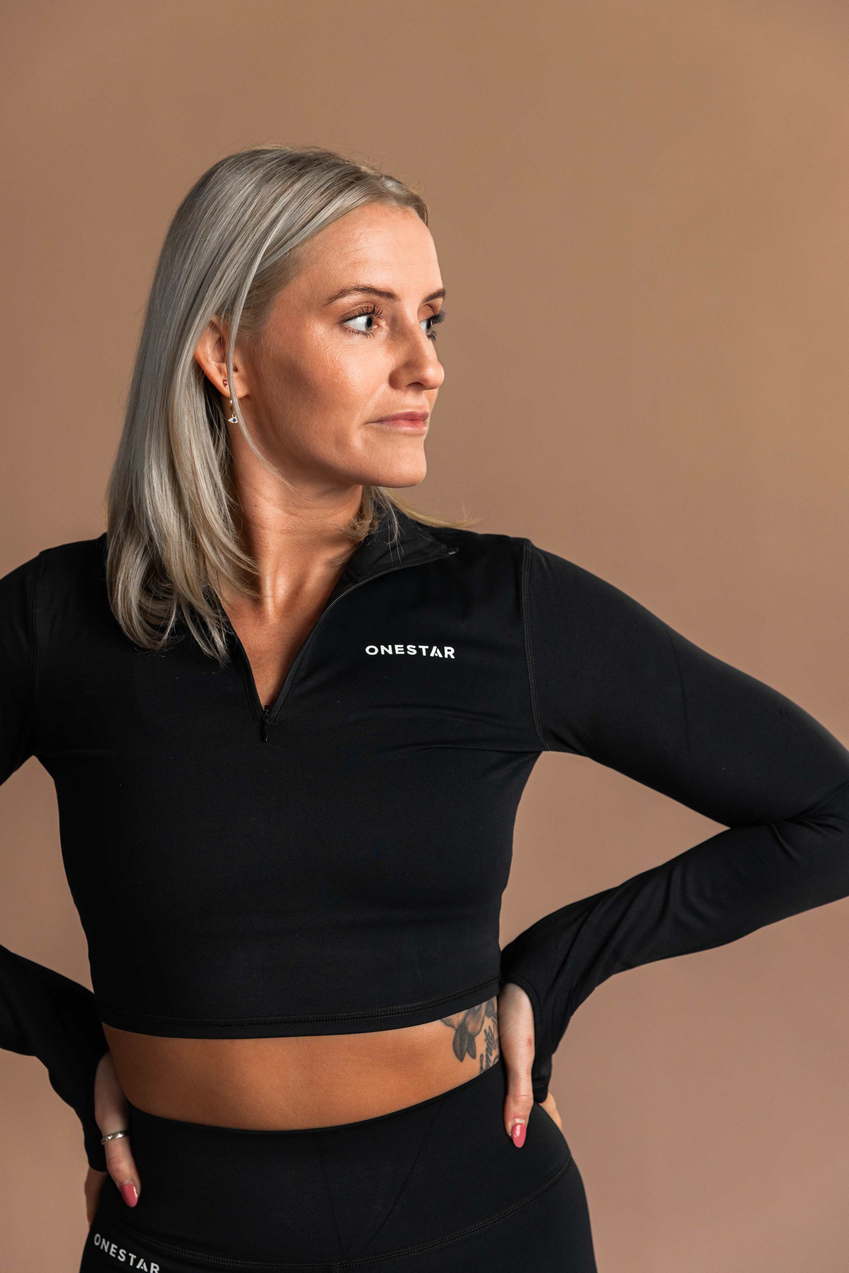 Force Long Sleeve Zip Crop Top